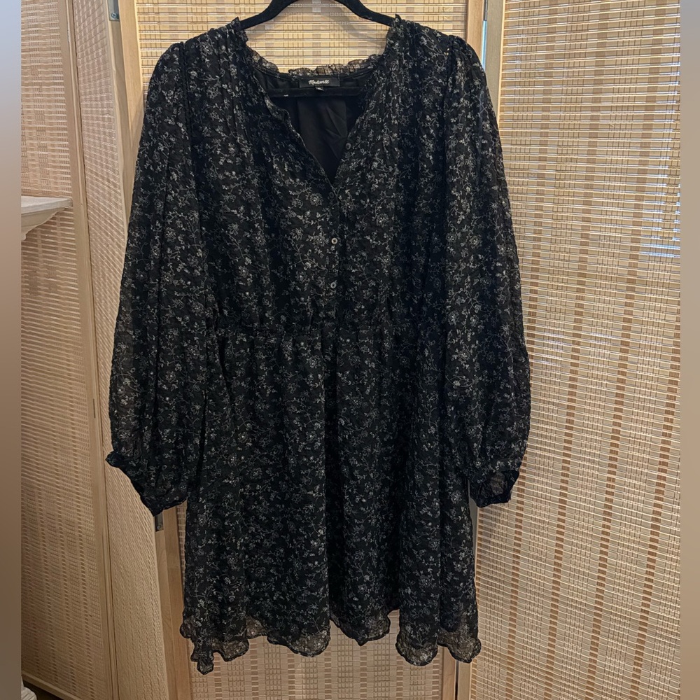 Madewell Floral Black Dress